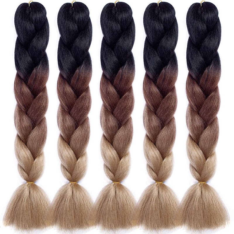 Ombre Braiding Hair Extensions Jumbo Braiding Hair 24 Inch 5 Packs Professional Crochet Synthetic Hair for Twist Box Braids Hot Water Seal Real Soft 24inch 5packs4