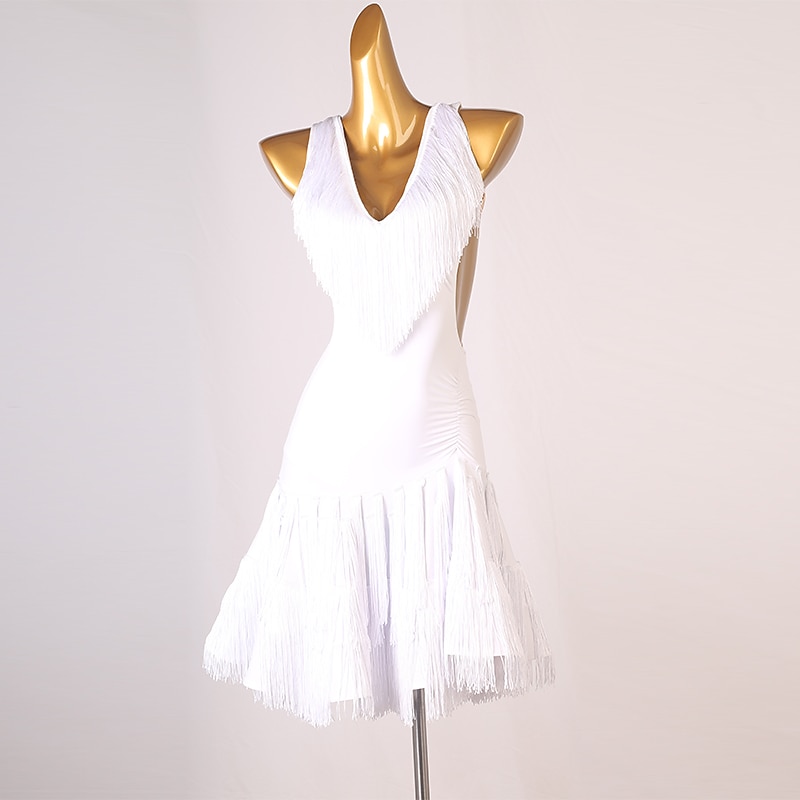 Latin Dance Dress Tassel Women's Performance Sleeveless Spandex2