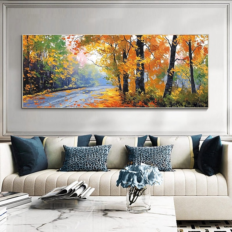 Handmade Oil Painting Canvas Wall Art Decoration Abstract Landscape  Painting Road Forest for Home Decor Rolled Frameless Unstretched Painting2