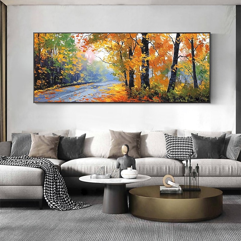 Handmade Oil Painting Canvas Wall Art Decoration Abstract Landscape  Painting Road Forest for Home Decor Rolled Frameless Unstretched Painting3