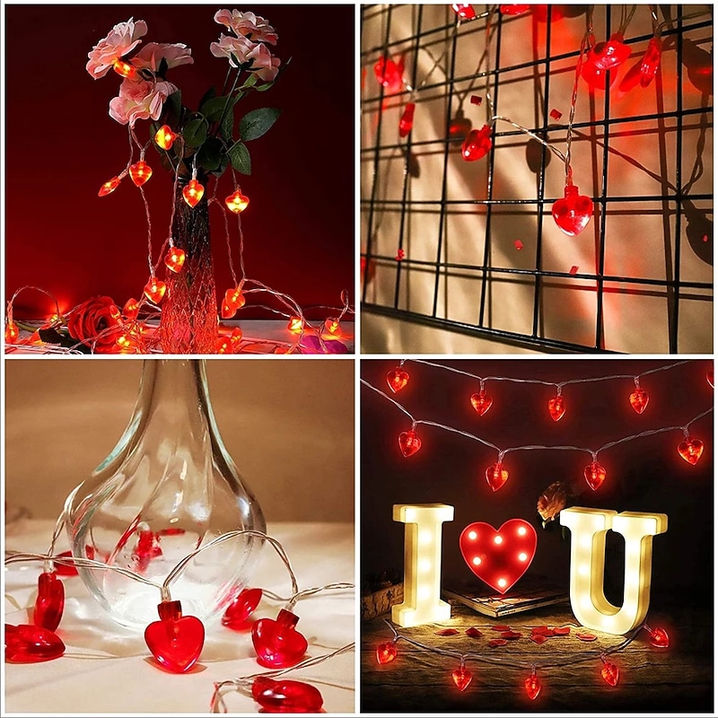 1.5-20M Love Heart String Lights Good Wishes Proposal Confession Love Lantern Bedroom Room Creative Hanging Lamp LED String Lights Holiday Lights Outdoor Creative Party Batteries Powered 1Set3