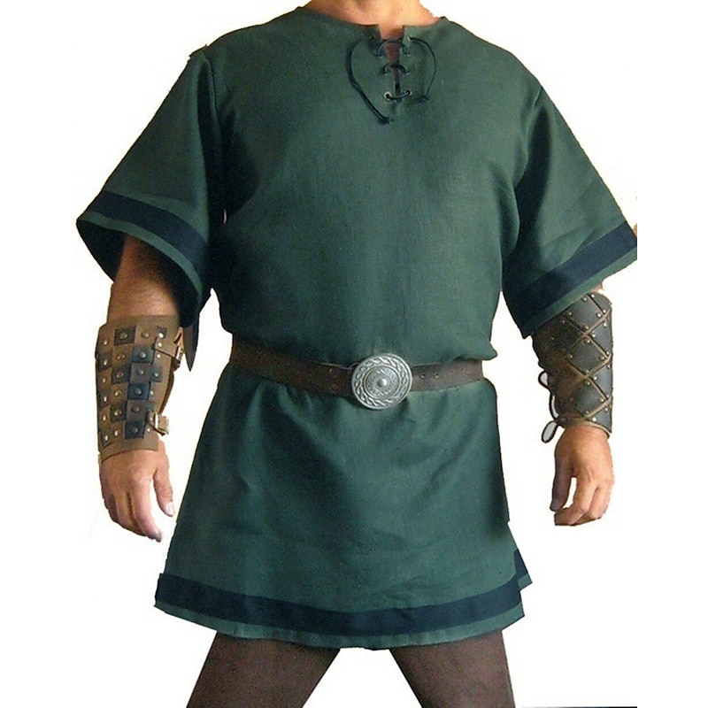 Punk & Gothic Medieval Renaissance Blouse / Shirt Tunic Warrior Viking Plus Size Solid Color Fancy Dress Men's Viking Party Adults' Blouse3