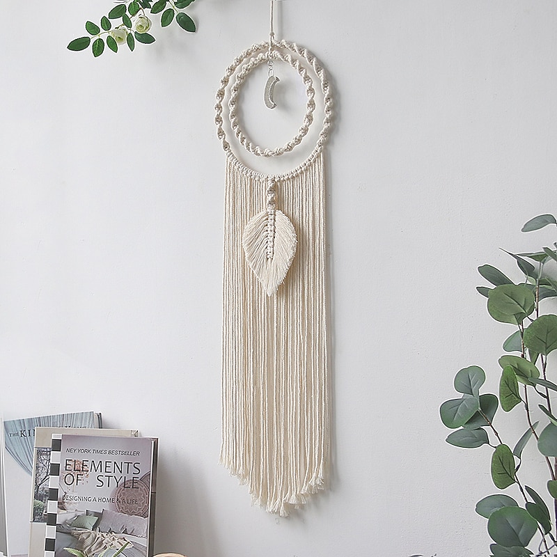 Nordic hand woven cotton thread wall decoration tapestry half moon dream catcher bedroom decoration gift giver creative gift2