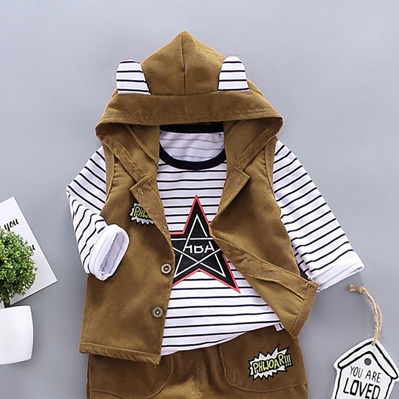 Boys 3D Stripe Hoodie Set Clothing Set Long Sleeve Fall Winter Cool Daily Casual Polyester Kids 1-5 Years School Outdoor Vacation Regular Fit4