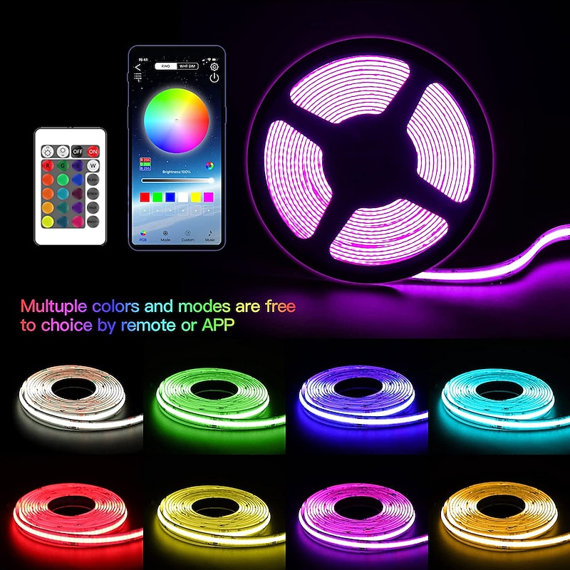 32.8ft 10m COB WiFi LED Smart Strip Lights Christmas Decor Music Sync RGB Color Changing with Work with Alexa Google for Bedroom Home TV Back Light DIY Décor2