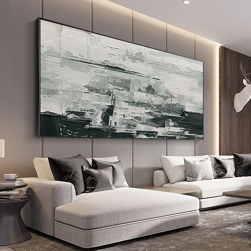 Oil Painting Handmade Hand Painted Wall Art Abstract Art Black and White Luxury Home Decoration Decor Rolled Canvas No Frame Unstretched4