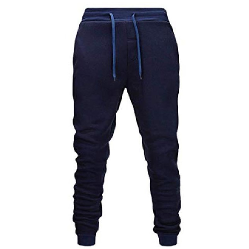 Men's Sweatpants Joggers Winter Pants Trousers Casual Pants Pocket Drawstring Elastic Waist Solid Color Comfort Warm Full Length Sports Outdoor Daily Fashion Streetwear Navy Black