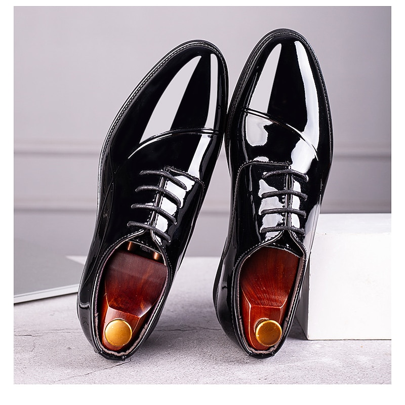 Men's Oxfords Derby Shoes Formal Shoes Dress Shoes Patent Leather Shoes Classic Daily Party & Evening PU Lace-up Black Brown Spring Fall