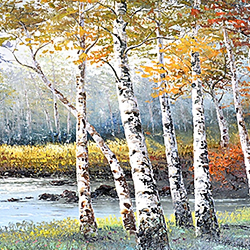 Handmade Oil Painting Canvas Wall Art Decoration Abstract Landscape  Painting Autumn Birch for Home Decor Rolled Frameless Unstretched Painting4