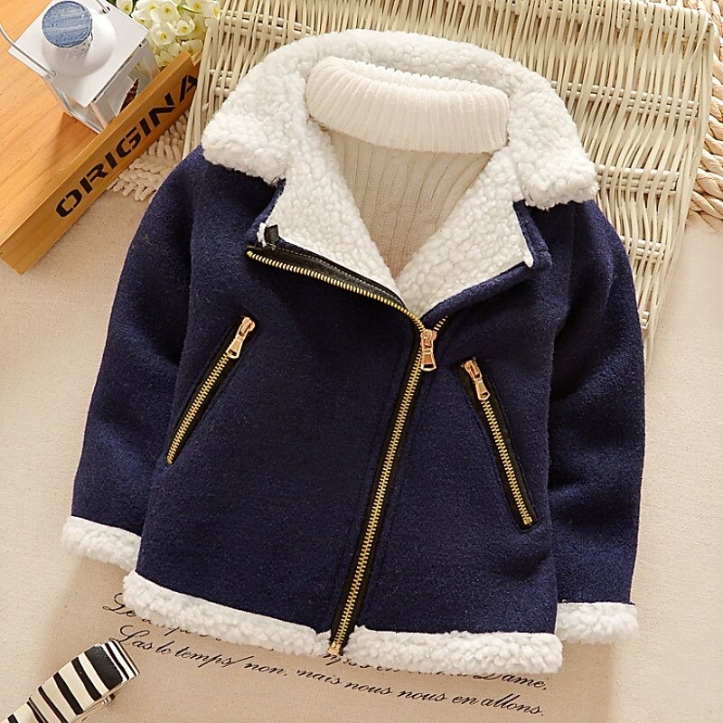 Boys' 3D Plain Coat Long Sleeve Winter Active Sport Kids 1-5 Years School Vacation Regular Fit