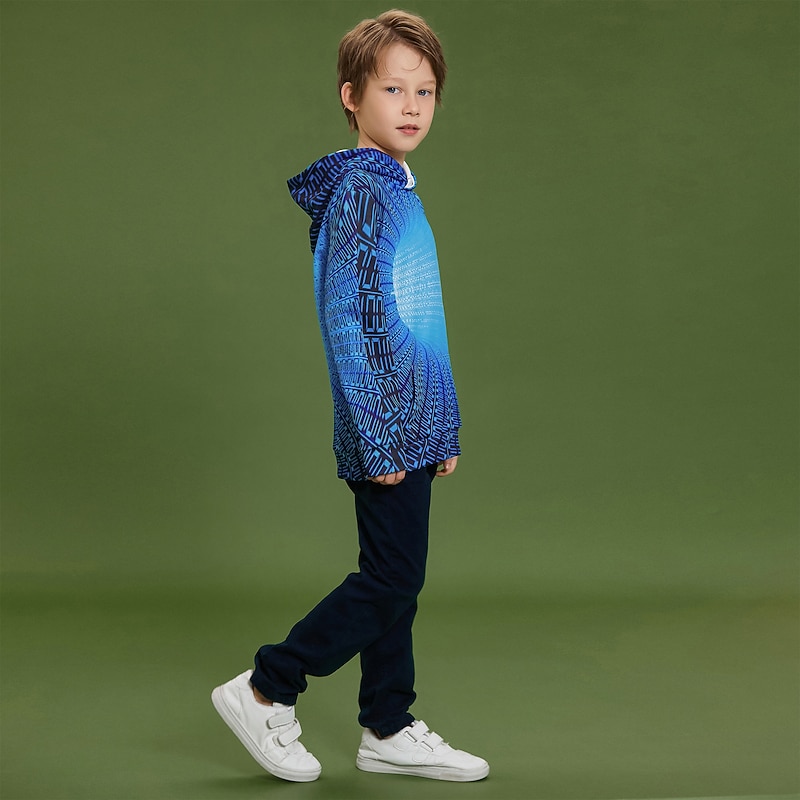 Boys 3D Optical Illusion Hoodie Long Sleeve 3D Print Spring Fall Active Kids 3-12 Years Daily4