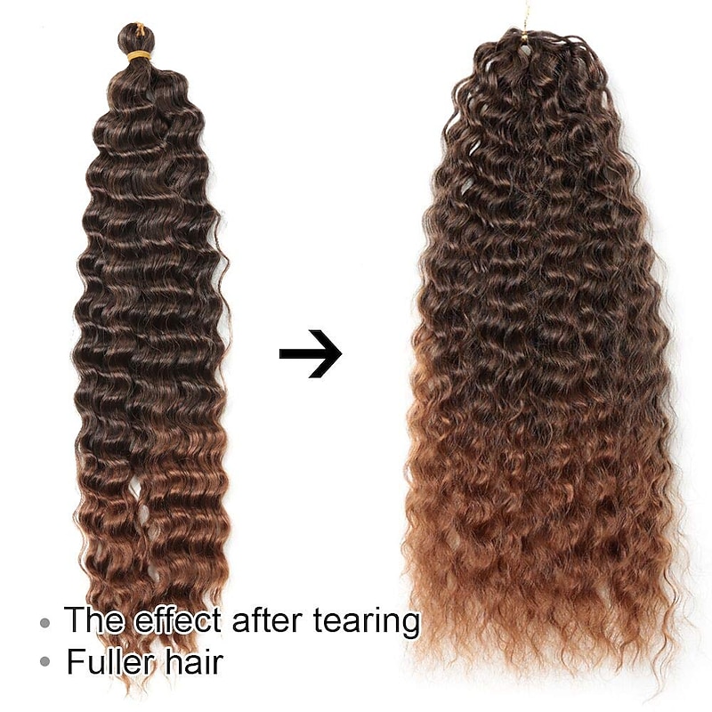 22 Inch Ocean Wave Crochet Hair 3 packs Wave Deep Twist Braiding Hair Deep Ripple Crochet Synthetic Braids Hair Extension  22inch 3packs3