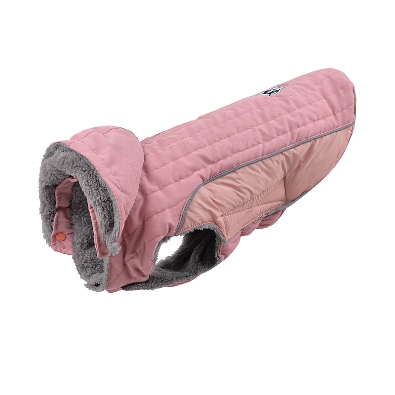 Reflective Dog Jacket Reversible Dog Coat Warm Padded Puffer Dog Vest Puppy Jacket Pink XL2