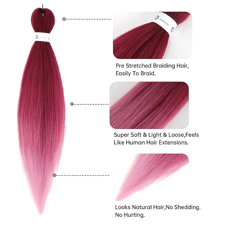 Pre-Stretched Colorful Ombre Braids Hair Extensions 26 inch 6 packs Synthetic Crochet Braids Hot Water Setting and Easy to Braid 26inch 6packs3