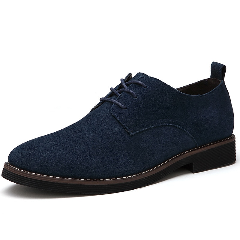 Men's Navy Blue Faux Suede Oxford Shoes - Classic Lace-Up Formal Shoes with Comfortable Sole for Business and Casual Occasions2
