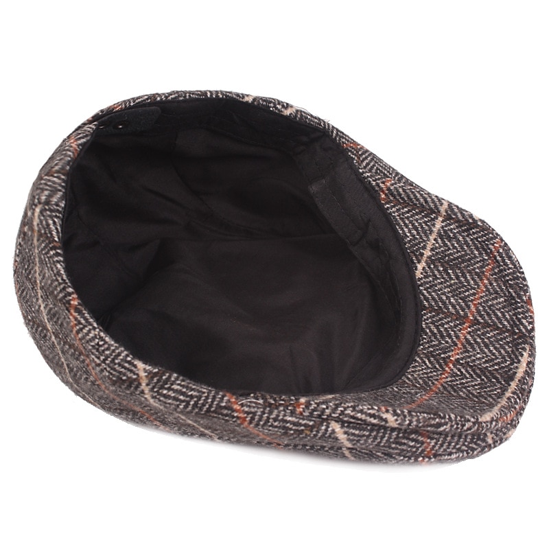 Men's Flat Cap Tweed Cap Brown Beige Cotton Streetwear Stylish 1920s Fashion Outdoor Daily Going out Stripe Warm4