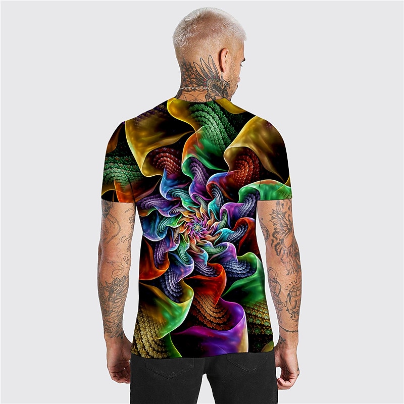 Men's Unisex Graphic Prints Spiral Stripe T Shirt Short Sleeve T shirt 3D Print Crew Neck Shirt Designer Casual Big and Tall Daily Holiday Rainbow Summer Clothing Apparel S M L XL XXL 3XL 4XL2