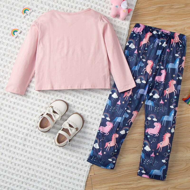 Girls' 3D Animal Unicorn Pajamas Long Sleeve Spring Fall Active Adorable Kids 4-12 Years Indoor Regular Fit2