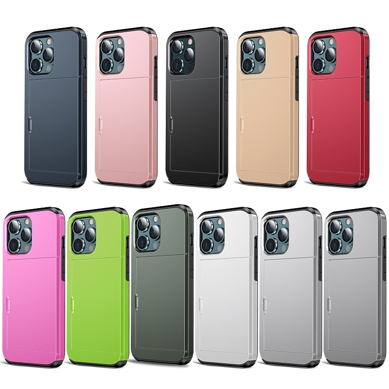 Phone Case For iPhone 17 Pro Max 17 Air 15 14 Pro Max Plus 13 12 11 Pro Max Mini Back Cover Wallet Case Shockproof Solid Color PC3