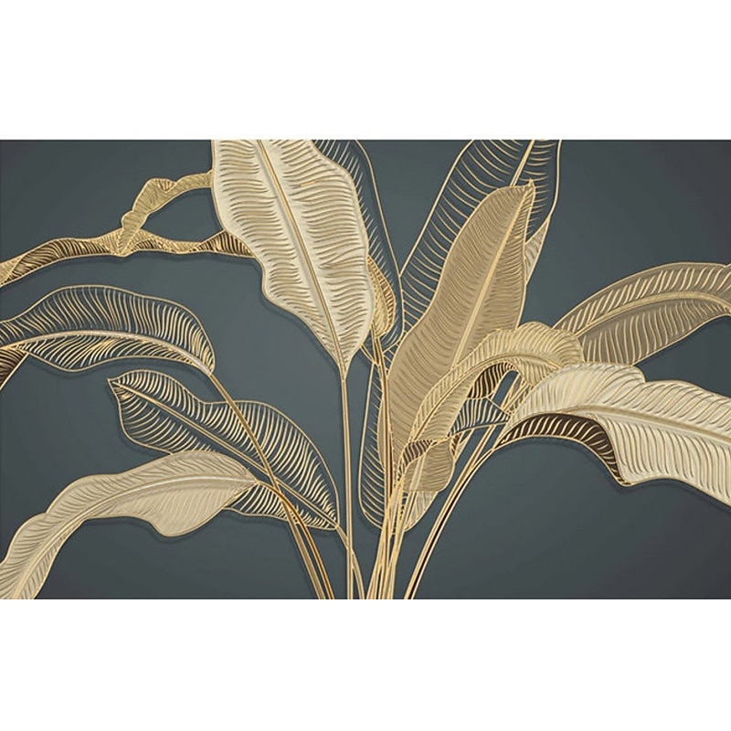 Mural Wallpaper Wall Sticker Covering Print Gold Tropical Palm Leaf Canvas Home Décor Peel and Stick Removable3