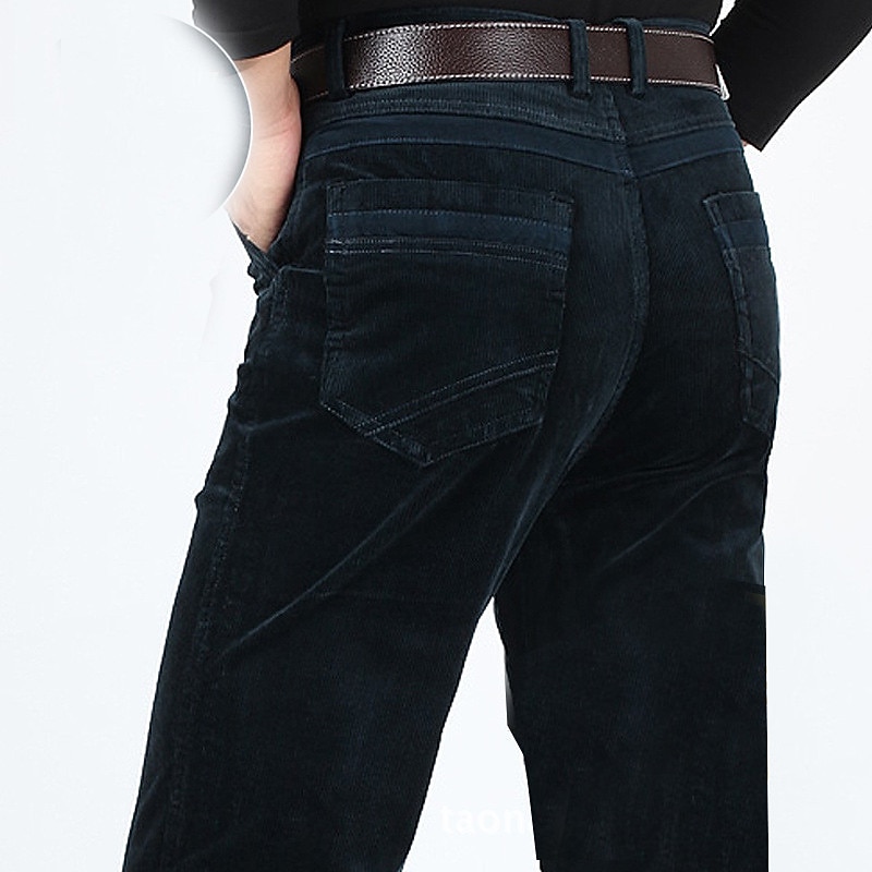 Men's Dress Pants Corduroy Pants Winter Pants Trousers Pocket Plain Warm Breathable Full Length Wedding Business Casual Casual Trousers Black Brown Micro-elastic4