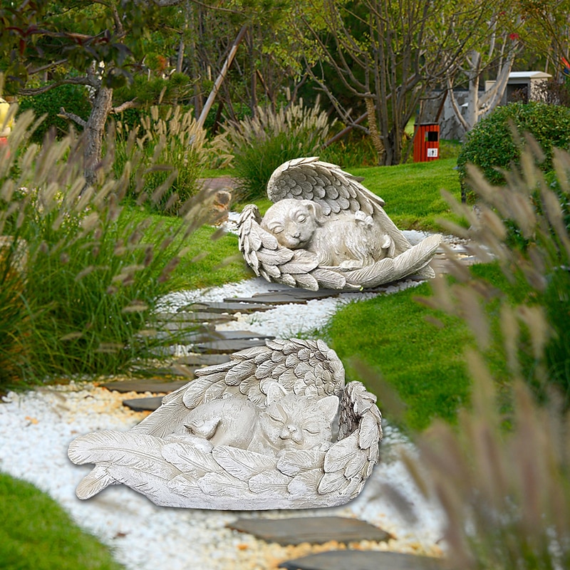 Angel Pet Cat Dog Memorial Resin Remembrance Gifts Grave Markers Pet Statue Memorial Ornament Garden Decor3