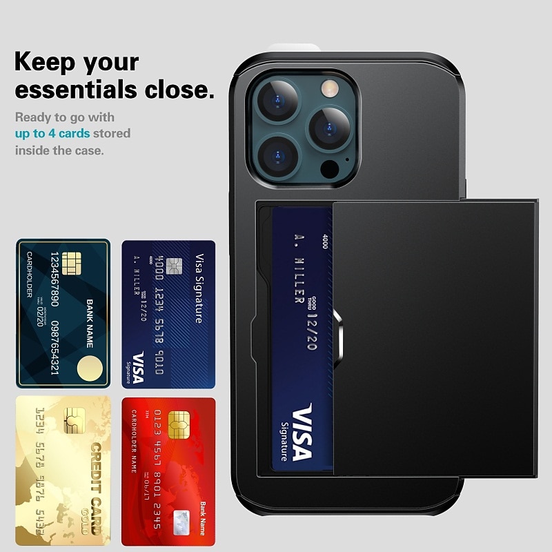 Phone Case For iPhone 17 Pro Max 17 Air 15 14 Pro Max Plus 13 12 11 Pro Max Mini Back Cover Wallet Case Shockproof Solid Color PC4