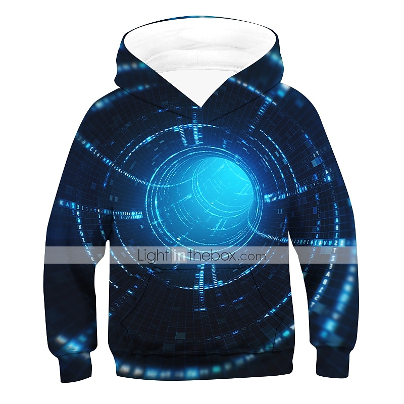 Boys 3D Optical Illusion Hoodie Long Sleeve 3D Print Spring Fall Winter Active Kids 3-12 Years Outdoor Daily3