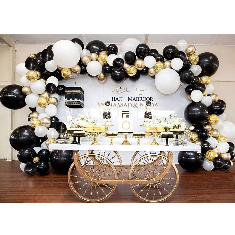 DIY Black & Gold Balloon Garland Arch Kit 100pcs Balloons for Countdown Birthday New Year's Eve Backdrop Bachelorette Wedding Party Centerpiece Graduation Anniversary Party Decoration2