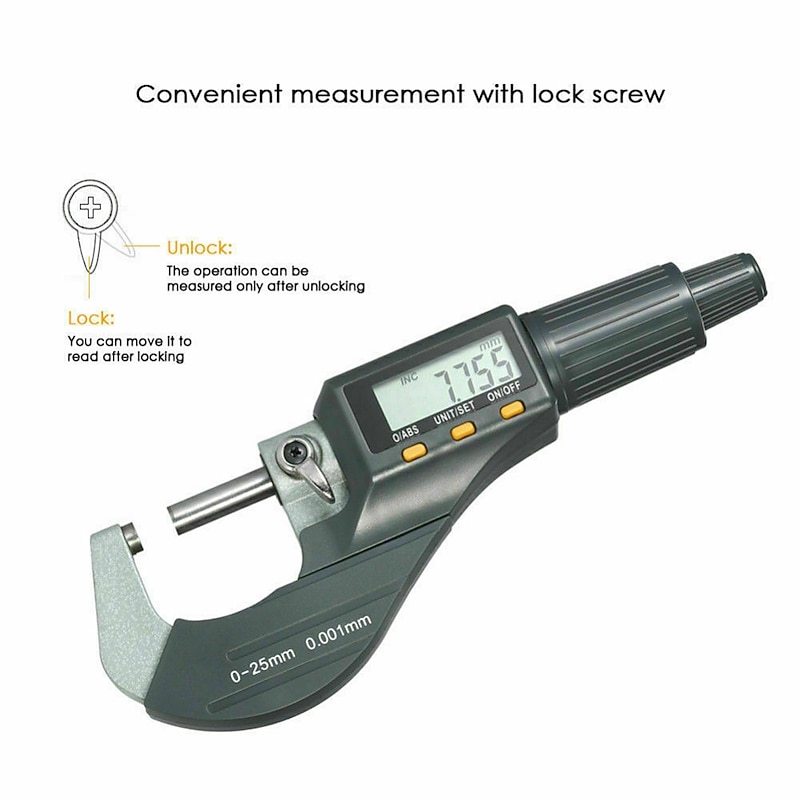 Digital Micrometer Professional Inch/Metric Thickness Measuring Tools 0.00005/0.001 mm Resolution Thickness Gauge Protective Case with Extra Battery4