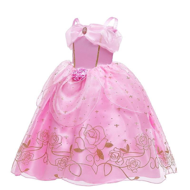 Girls' 3D Rose Solid Colored Dress Sleeveless Summer Fall Sports & Outdoor Daily Princess Costume Kids 2-8 Years A Line Dress Tulle Dress Maxi Regular Fit