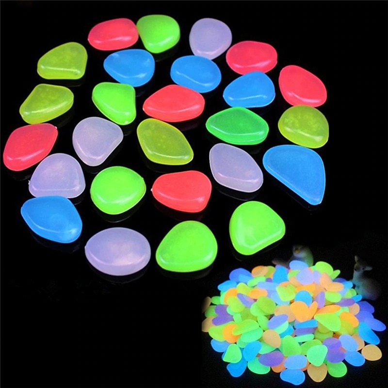90pcs/pack Outdoor Yard Luminous Stones Garden Pebbles Glow In Dark Fish Tank Aquarium Decoration Natural Crystals Rocks2