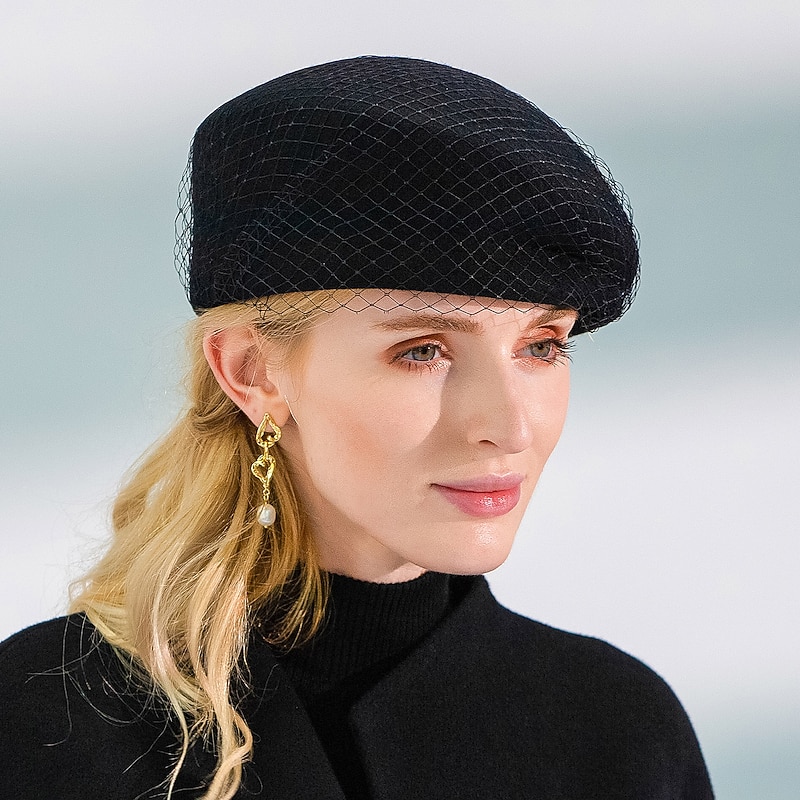 Vintage Style Elegant Cotton Hats / Headwear with Pure Color / Tulle 1PC Special Occasion / Party / Evening / Melbourne Cup Headpiece3