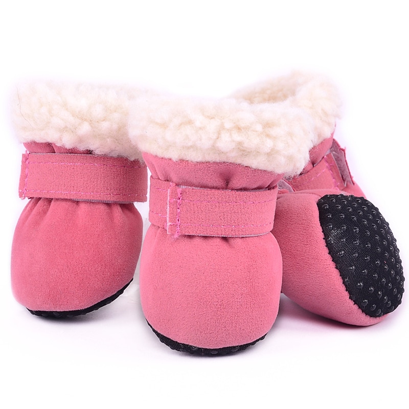 4Pcs Winter Dog Boots, Pet Snow Shoes Thicken Fleece Pet Outdoor Shoes with Anti-Slip Sole for Small Medium Large Dogs2