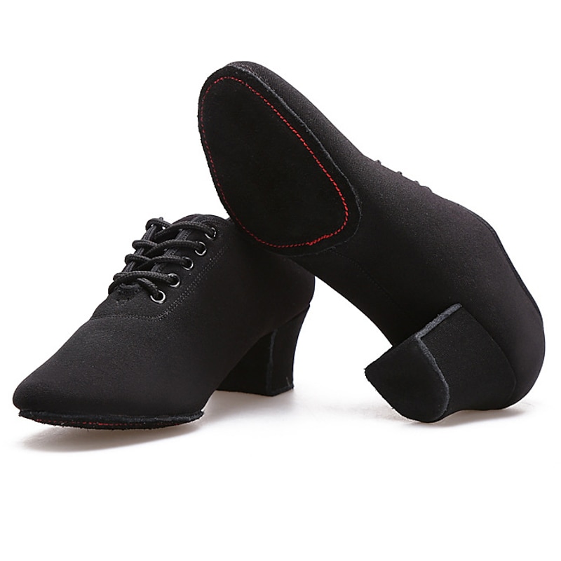 Women's Black Soft Sole Dance Shoes with Lace-Up Design - Ideal for Ballroom, Latin, and Tango Dancing4