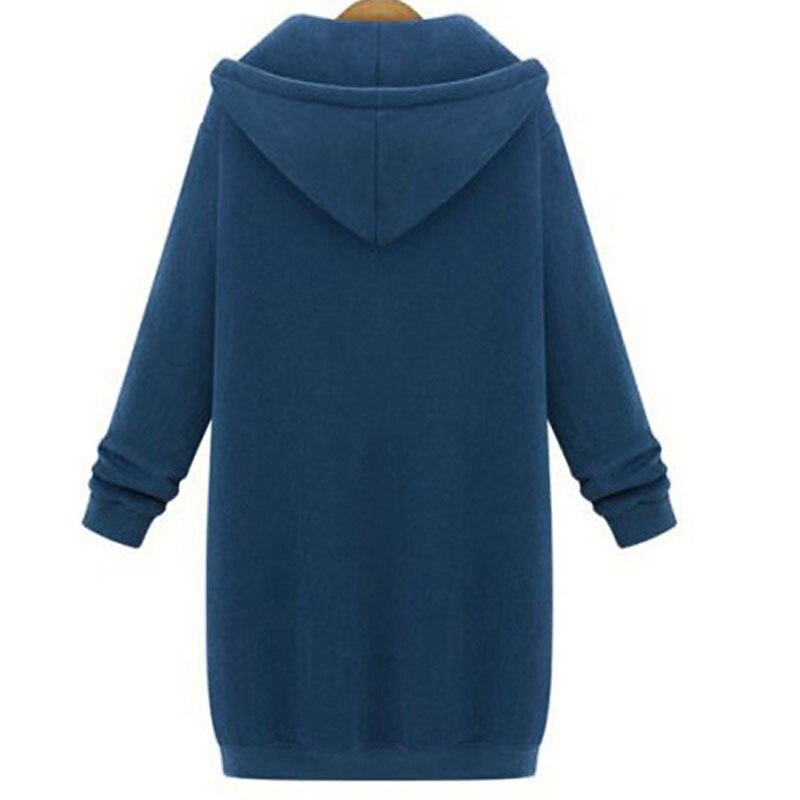 Women's Casual Jacket Hoodie Jacket Plus Size Warm Pocket Full Zip Streetwear Casual Solid Color Street Sport Daily Going out Zipper Long Hoodie Regular Fit Long Sleeve Outerwear Black Pink Wine Fall2