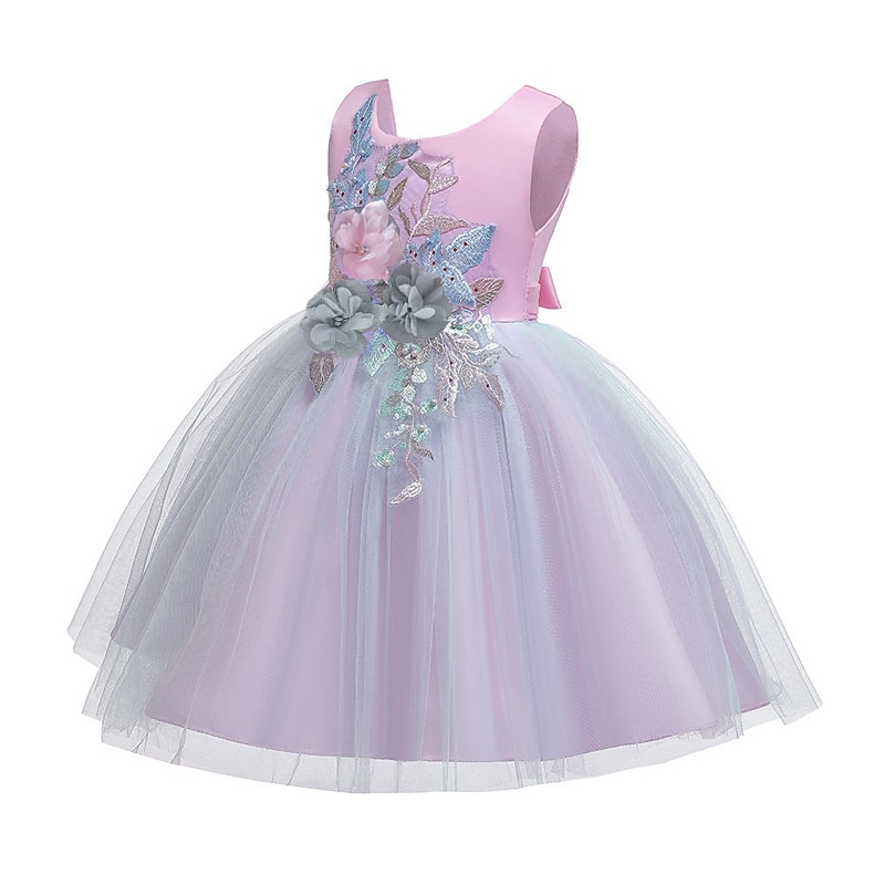 Kids Girls' Dress Lace Floral Party Blue Purple Blushing Pink Cotton Elegant Colorful Dresses All Seasons 3-12 Years4