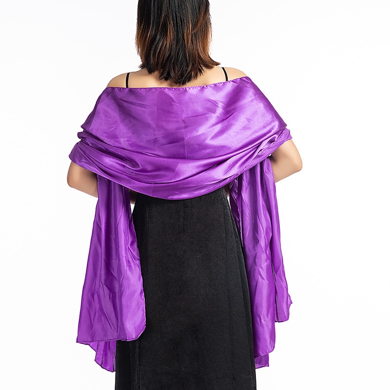 Women's Women's Shawls & Wraps Party Holiday Cocktail Party Silver Red Purple Scarf Pure Color / Satin / Fall / Winter / Spring / Summer3