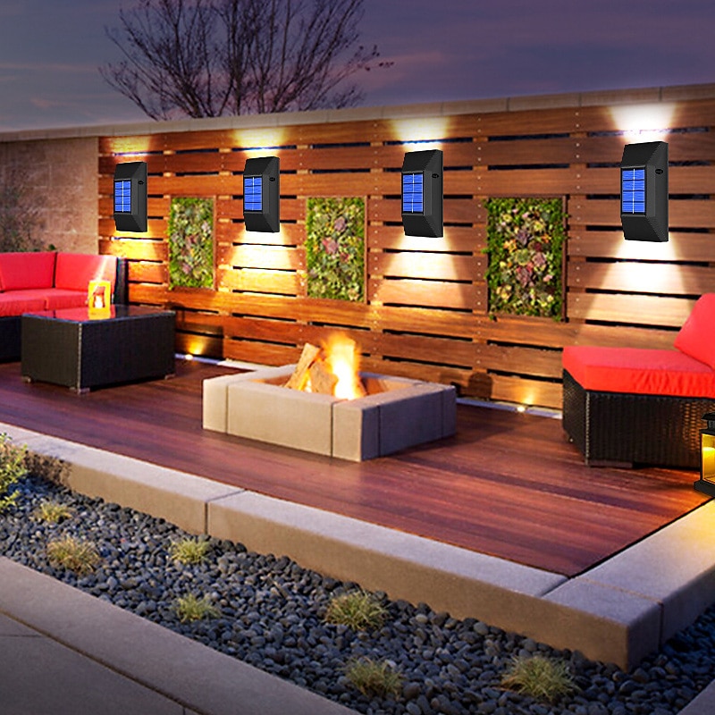 2pcs Solar Wall Sconce Outdoor Decoration Garden Wall Light IP65 Waterproof Up and Down Luminous Outdoor Garden Decoration Fence Light2