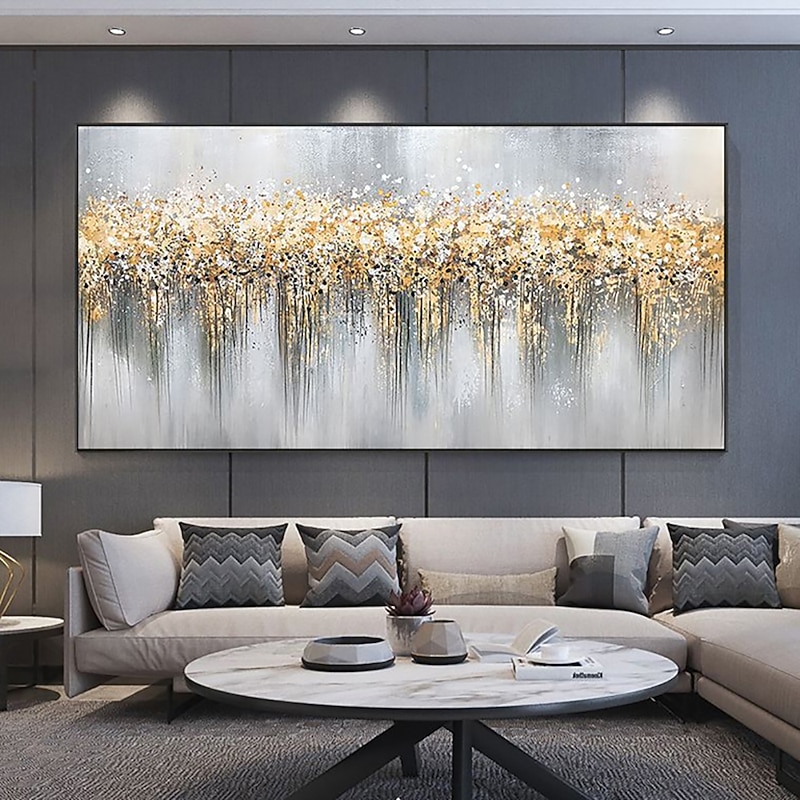Oil Painting Handmade Hand Painted Wall Art  Nordic Abstract Style Golden Horizontal Modern Home Decoration Decor Rolled Canvas No Frame Unstretched4
