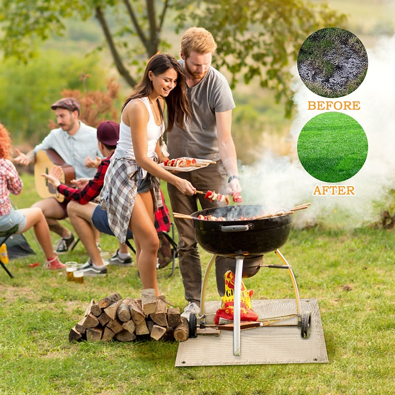 Barbecue Fire Blanket Camping Fireproof Cloth Fire Pit Mat Picnic BBQ Pad High Temperature Anti-Scald Flame Retardant Rug4