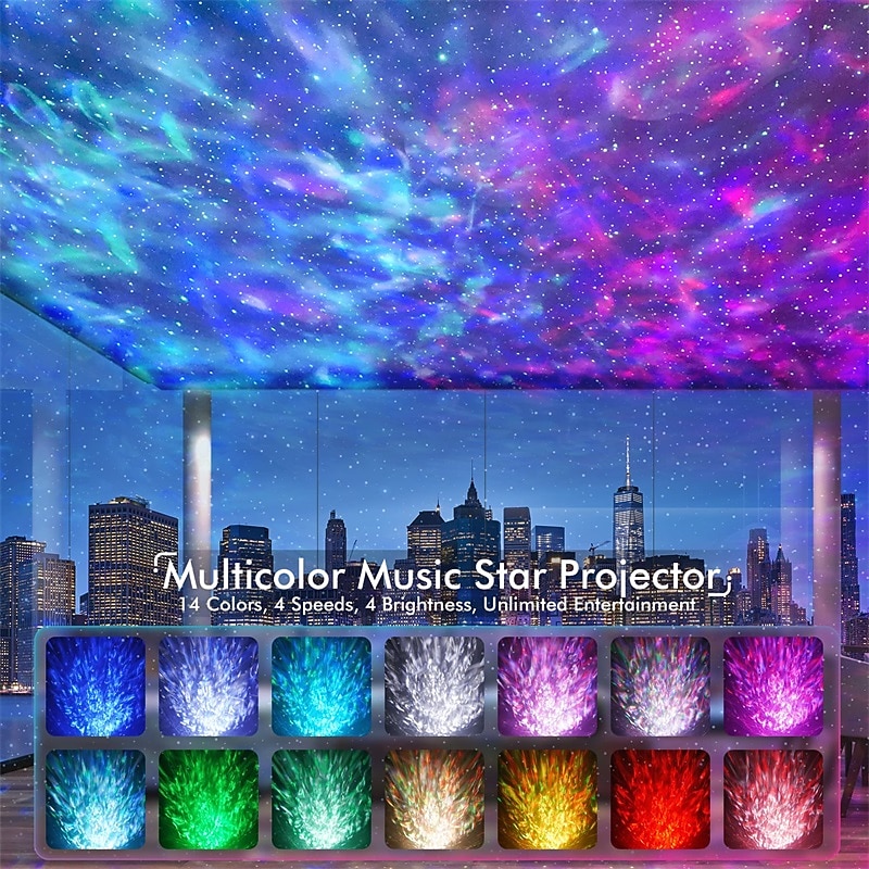 Star Projector Galaxy Projector for Bedroom Remote Control & White Noise Bluetooth Speaker 14 Colors LED Night Lights for Home Theater Party Christmas Gift3
