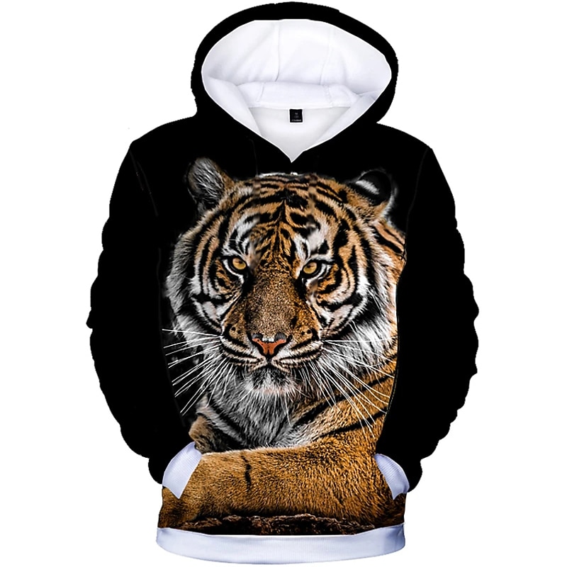 Boys 3D Tiger Hoodie Long Sleeve 3D Print Spring Fall Winter Active Basic Kids 3-13 Years Outdoor Daily - Main Image