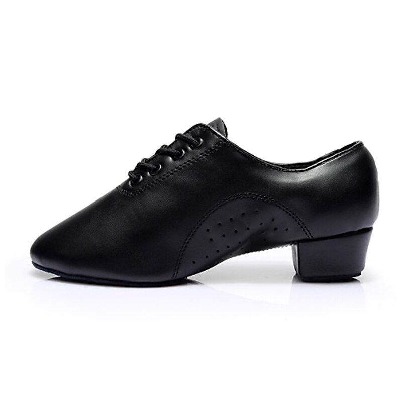 Men's Black Faux Leather Lace - Up Dance Shoes, Sturdy Low Heel & Soft Suede Sole, Comfortable & Stylish for Ballroom & Latin Dance4