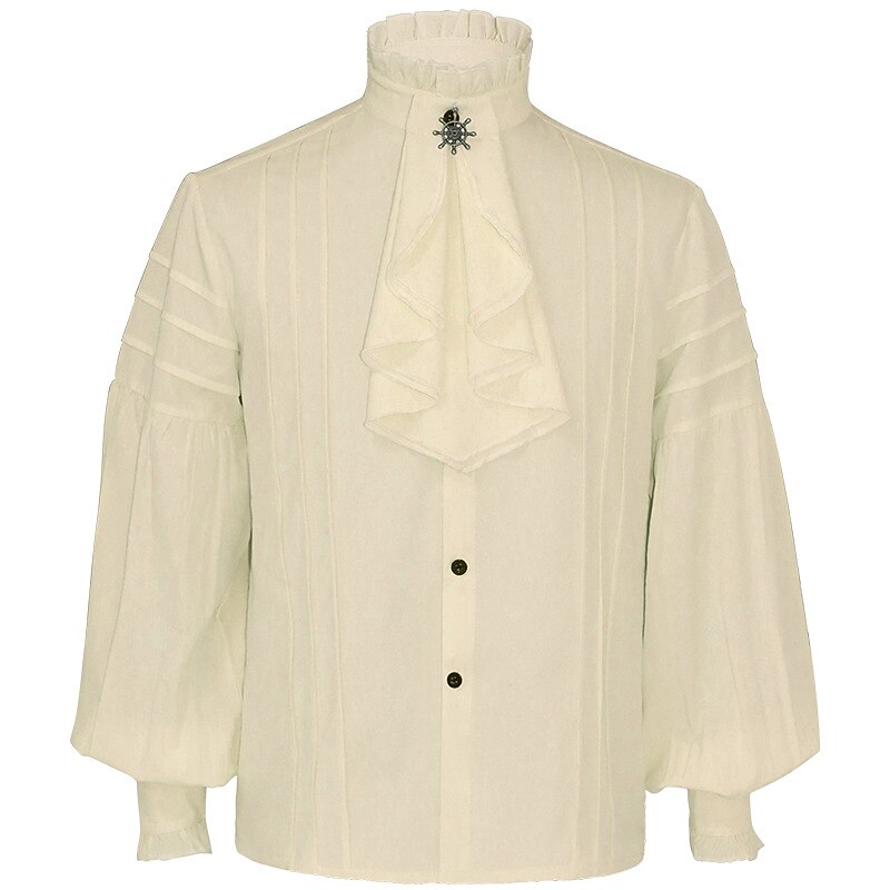 Retro Vintage Medieval Renaissance Blouse / Shirt Cosplay Costume Masquerade Prince Pirate Nobleman Pleated Fancy Dress Men's Pirate Fantasy Royal Halloween Carnival Masquerade Event / Party Adults'4
