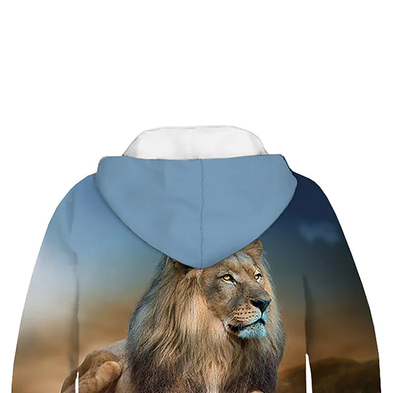 Boys 3D Lion Hoodie Long Sleeve 3D Print Spring Fall Winter Active Streetwear Kids 3-12 Years School Outdoor Daily4