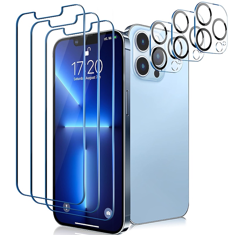 3 Sets Screen Protector + Camera Lens Protector For Apple iPhone 16 iPhone 15 Pro Max Plus iPhone 14 Pro Max Phone 13 Pro Max 12 11 X XR XS Max 8 7 Tempered Glass Anti-Fingerprint High Definition