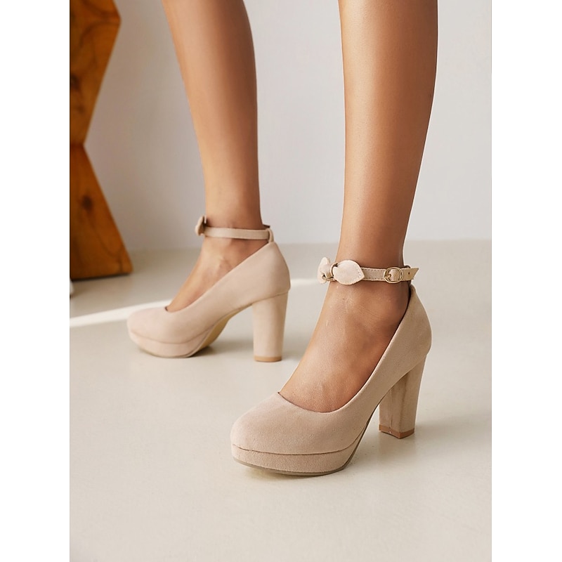 Women's Black Suede Block Heel Dress Shoes with Ankle Strap - Elegant High Heels for Formal Occasions4