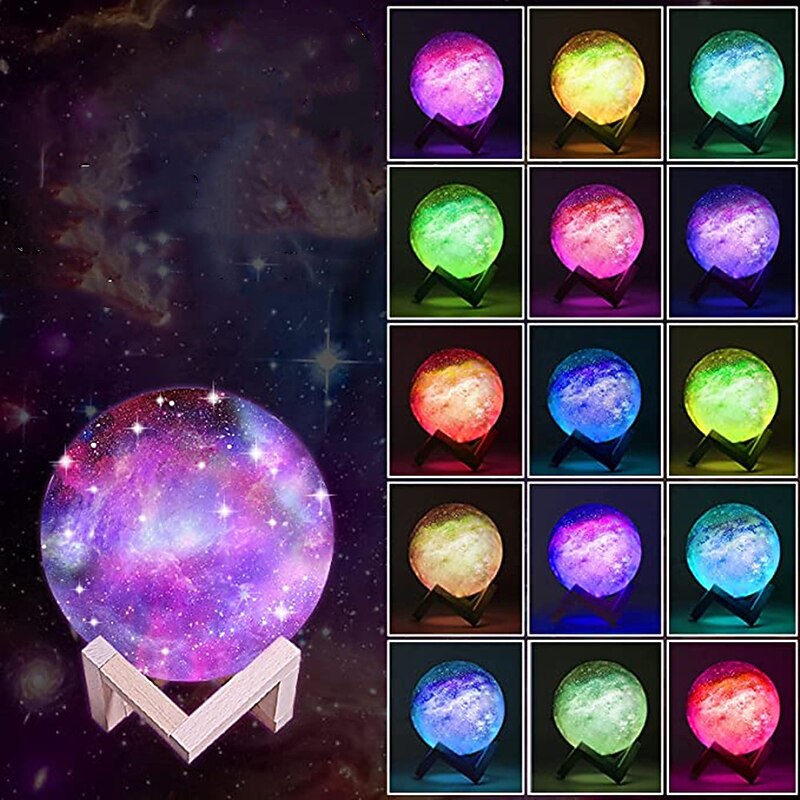 3D Galaxy Moon Lamp 5.9 inch Lighting Galaxy Moon Night Light with 16 LED Colors Touch & Remote Control with Wooden Stand Unique Christmas Birthday Gift for Girls Boys Girlfriend Family2