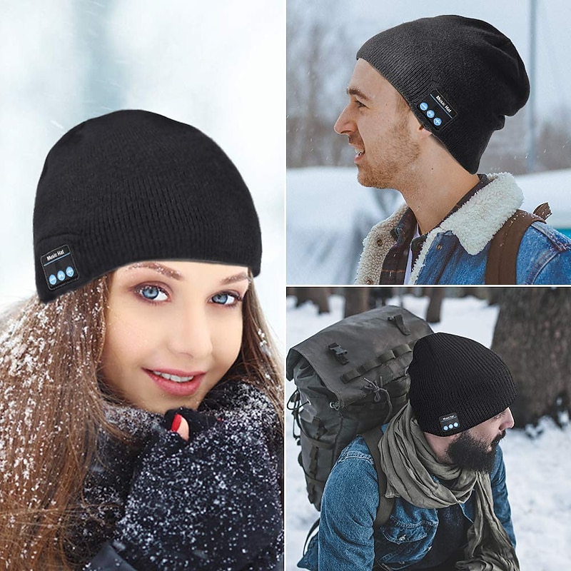 Sleep Headphones Bluetooth Beanie Stereo Knit Music Hat with Bluetooth 5.0 Wireless Hats Headphone Upgraded Men Women Knit Bluetooth Beanie Suitable for Outdoor Sports Gift4